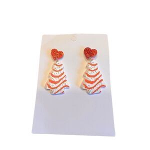 Little Debbie Christmas tree snack earrings holidays hearts dangling